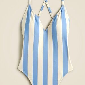 J.Crew Women’s Cross Back Fairfax Stripe One-Piece Swimsuit
